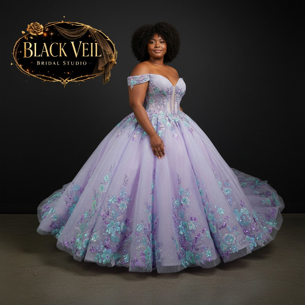 Anahita Purple Floral Wedding Dress Custom Anahita Purple Floral Wedding Dress Custom
