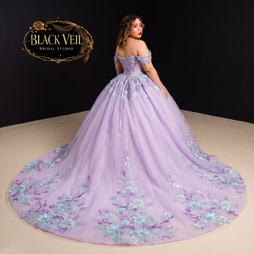 Anahita Purple Floral Wedding Dress