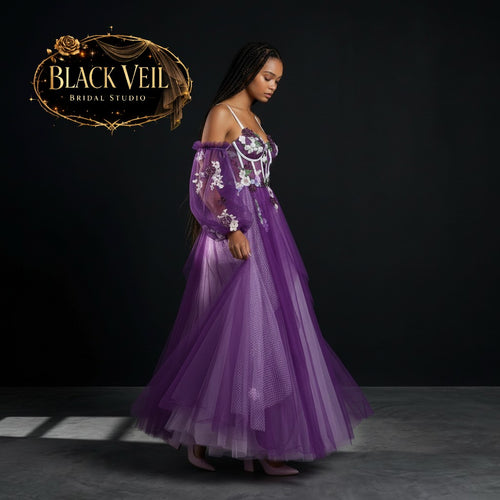 Anathea Floral Purple Wedding Dress