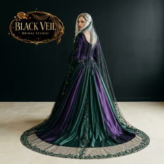 Artemisia Amethyst & Moss Wedding Dress With Vine Veil
