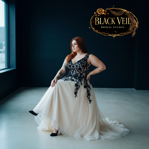 Aurora Black & Champagne Wedding Dress