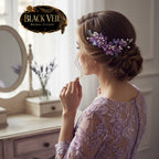 Purple Floral Bridal Hair Combs