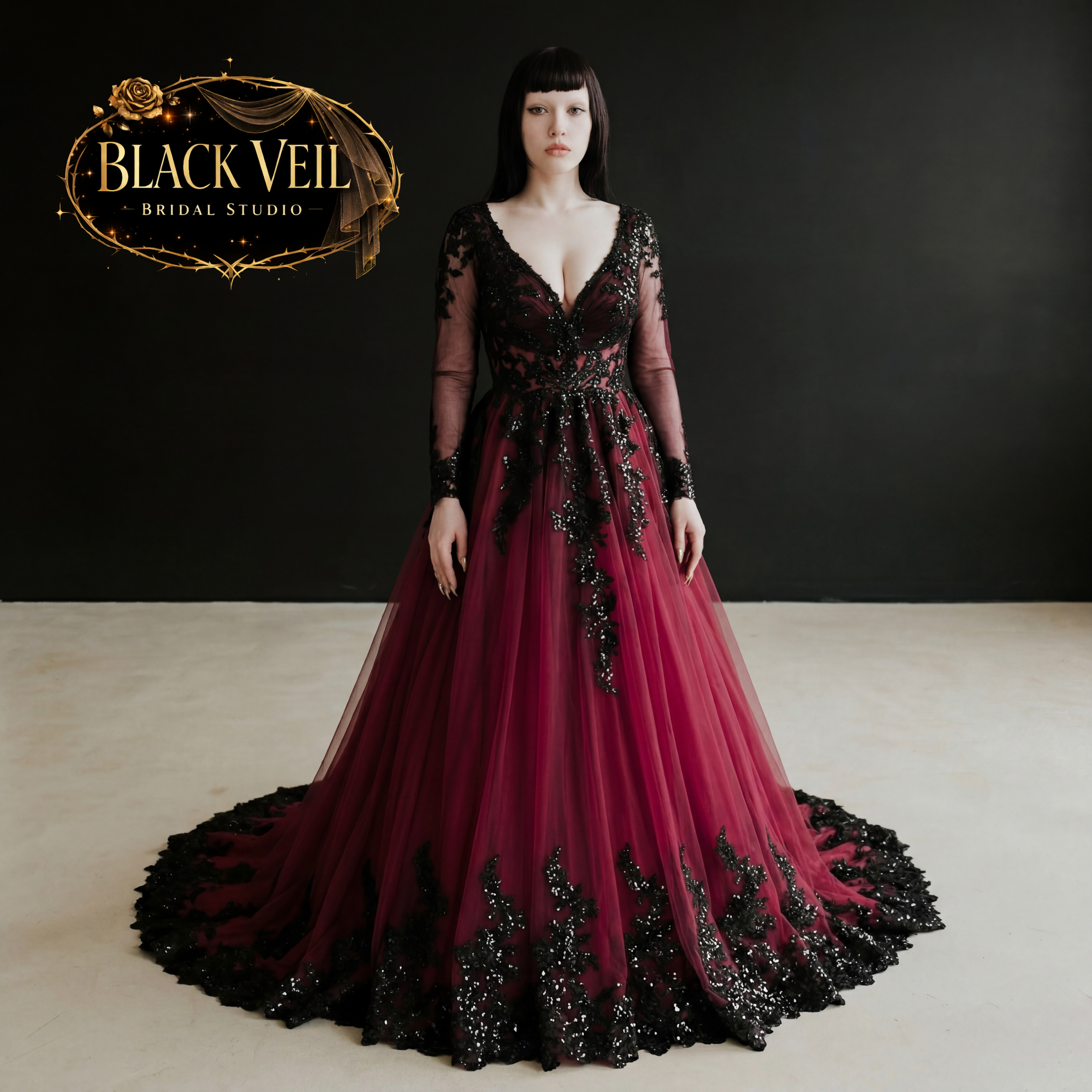 red and black wedding dresses Brinley & Dress – Black Veil Bridal the dress in the