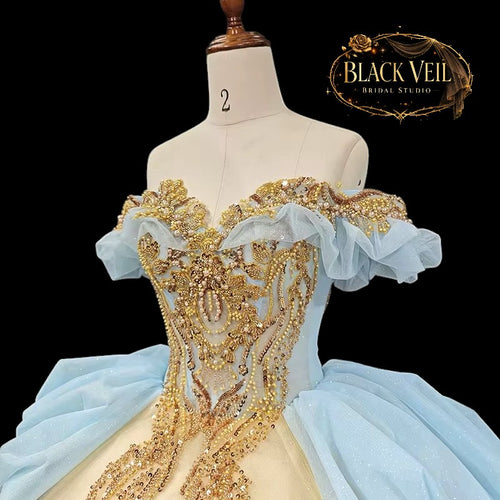 Harmonia Blue & Cream Wedding Dress