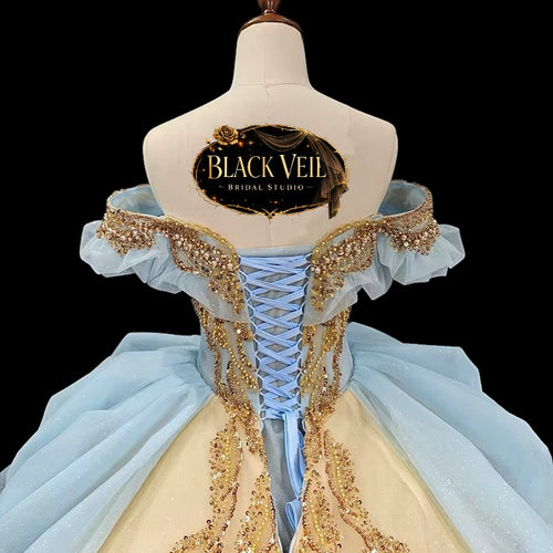 Harmonia Blue & Cream Wedding Dress