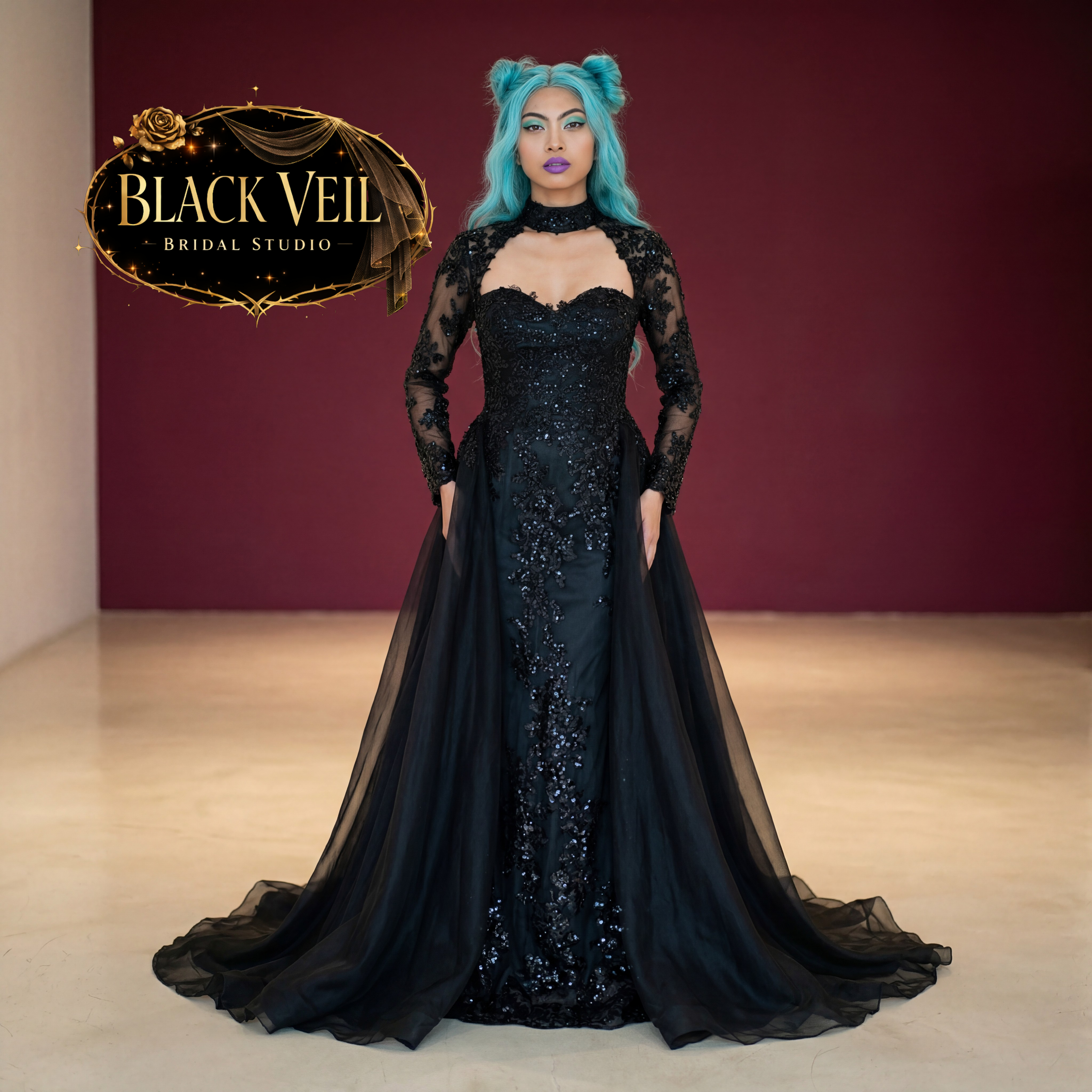 Nymeria Black Wedding Dress – Black Veil Bridal