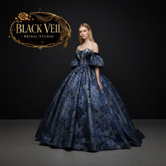 Guinevere Blue Floral Vintage Wedding Dress