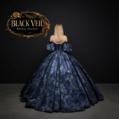 Guinevere Blue Floral Vintage Wedding Dress