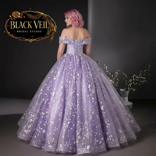 Ostara Floral Purple Wedding Dress