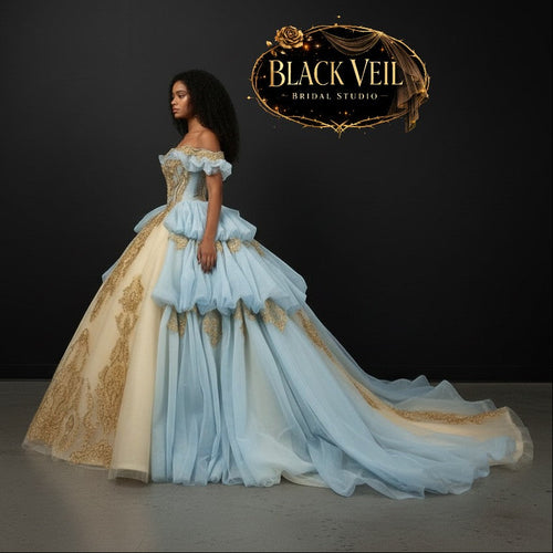 Harmonia Blue & Cream Wedding Dress