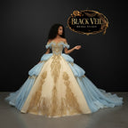 Harmonia Blue & Cream Wedding Dress