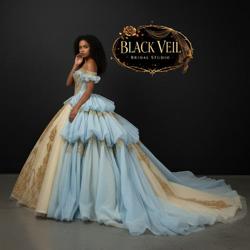 Harmonia Blue & Cream Wedding Dress