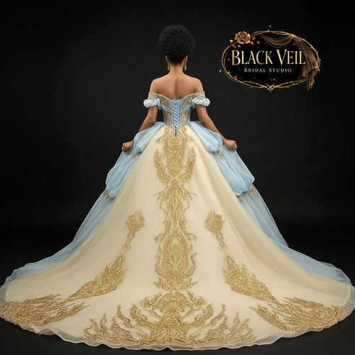 Harmonia Blue & Cream Wedding Dress