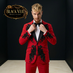 Bold Red & Black Statement 2pc Suit