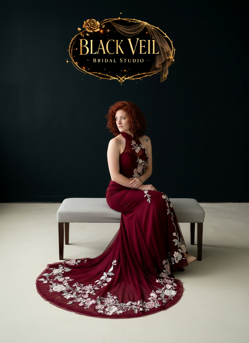 Rosana Floral Red Wedding Dress