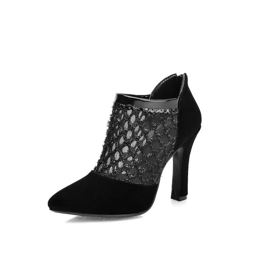 Black Mesh Bridal Heels