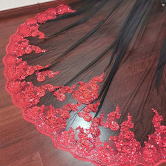 Black and Red Sequin Wedding Veil