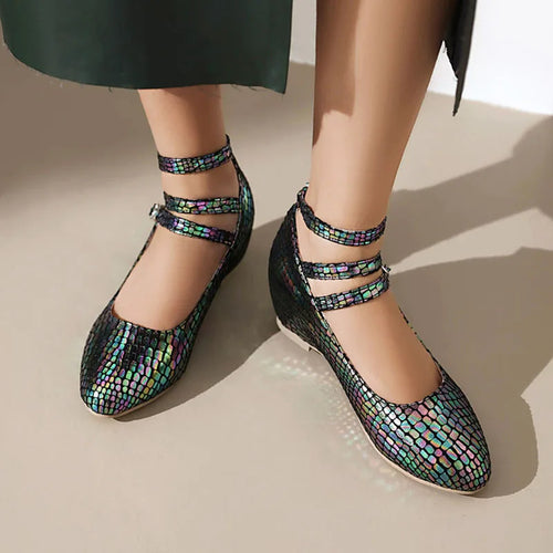 Chromatic Snake Skin Style Bridal Wedges
