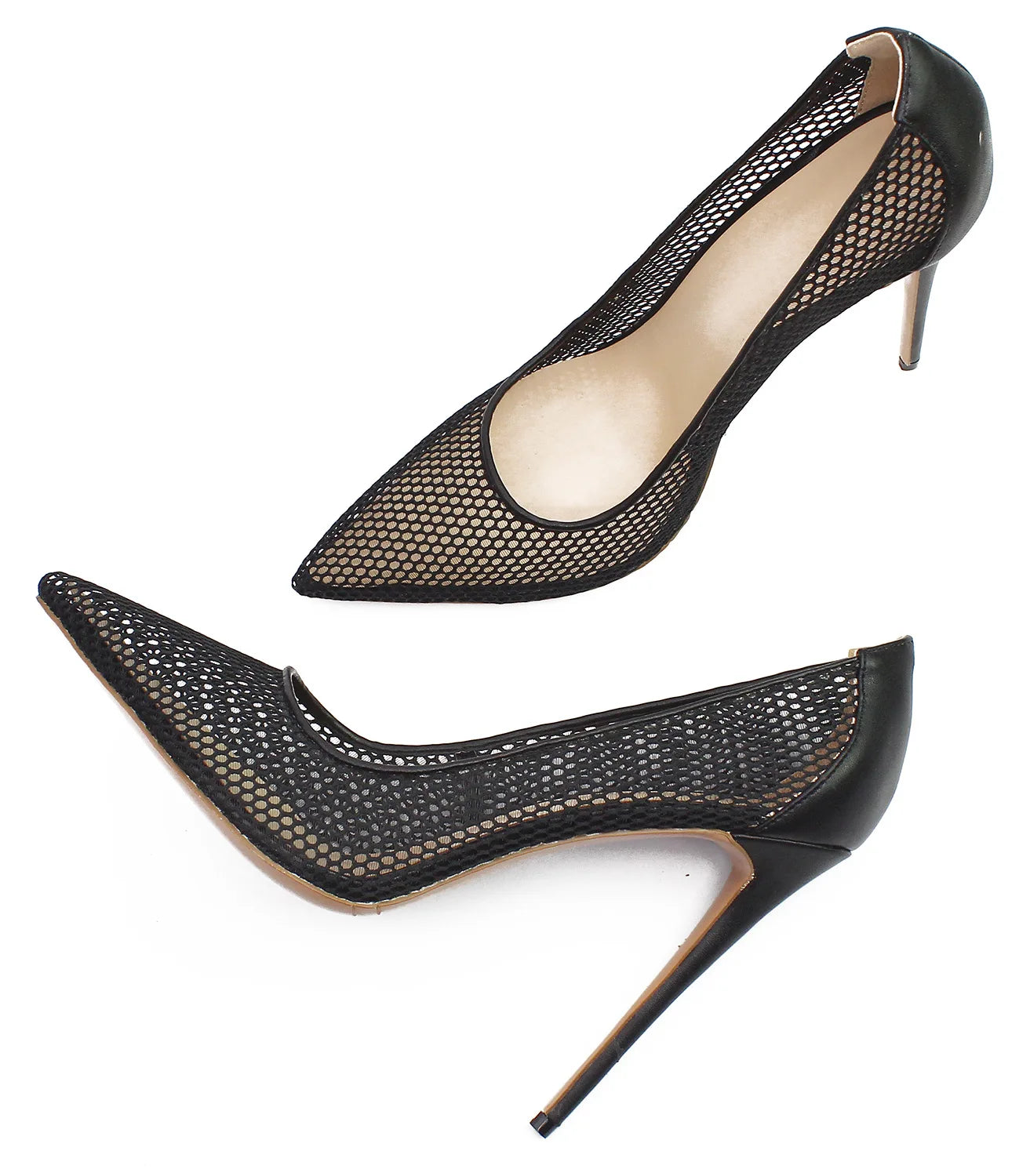 Bridal Pointed Toe Black Mesh Stilettos