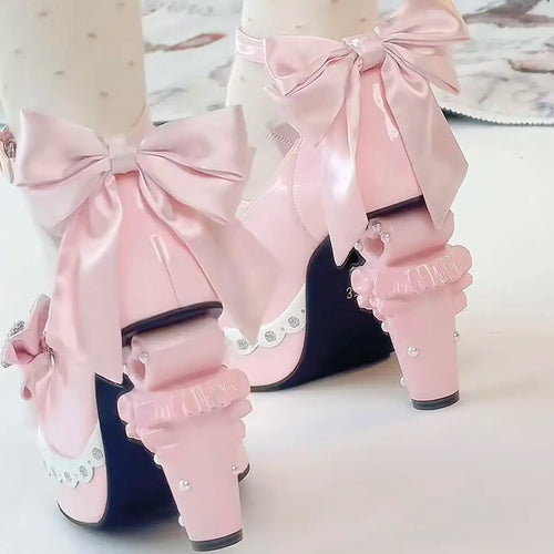 Lolita Style Ribbons & Hearts Bridal High Heels