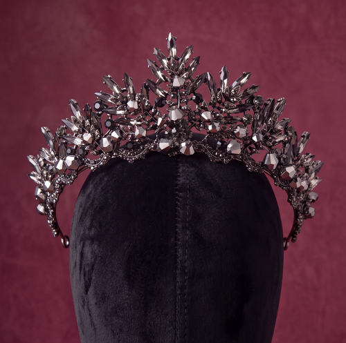 Vintage Royal Black Crystal Bridal Tiara