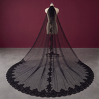 Black Tulle & Lace Gothic Bridal Veil
