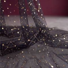 Gold Stars Black Shoulder Veil