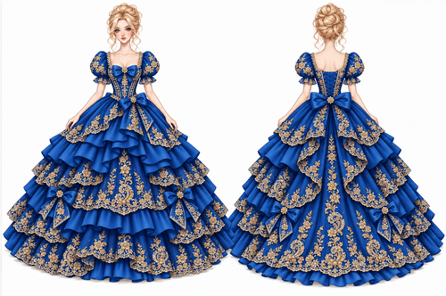 Custom Blue & Gold Quinceañera Dress for Janeva