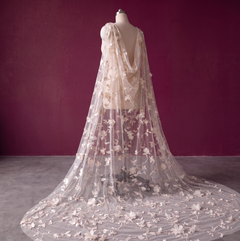 Champagne & Flowers Shoulder Veil