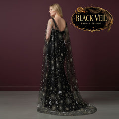 Celestial Pegasus Black Shoulder Veil