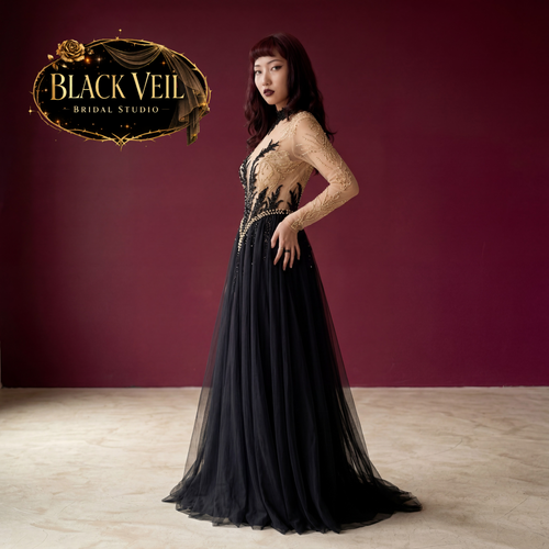 Vesper Hand Beaded Black Wedding Dress