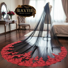 Black and Red Sequin Wedding Veil