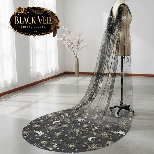 Celestial Pegasus Black Shoulder Veil