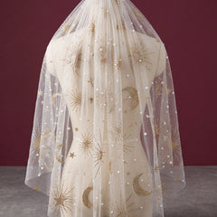 Celestial Pearls Bridal Veil With Comb