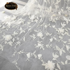 Champagne & Flowers Shoulder Veil