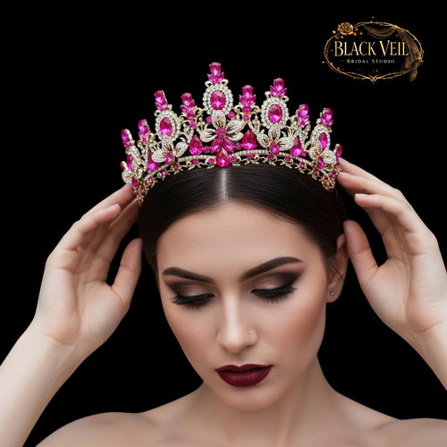 Luxury Baroque Water Drop Crystal Flower Tiara Headpiece