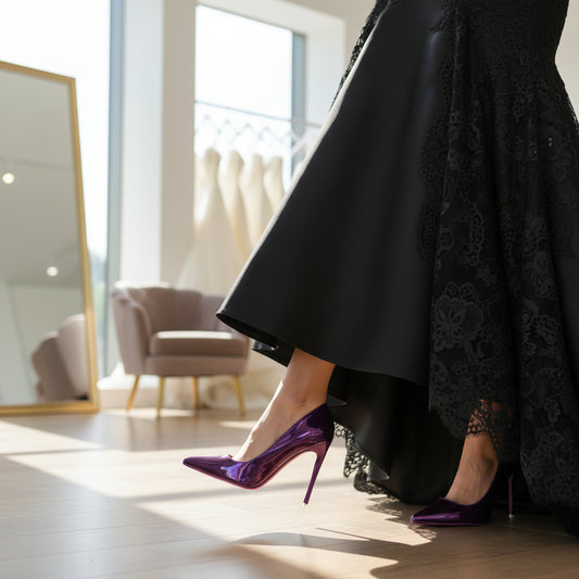 High Shine Pointed Toe Bridal Stilettos