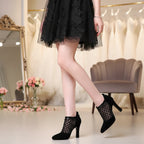 Black Mesh Bridal Heels