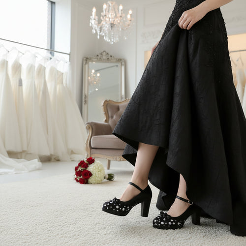 Polka Dot Mary Jane Style Bridal Heels