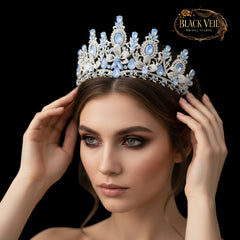 Luxury Baroque Water Drop Crystal Flower Tiara Headpiece