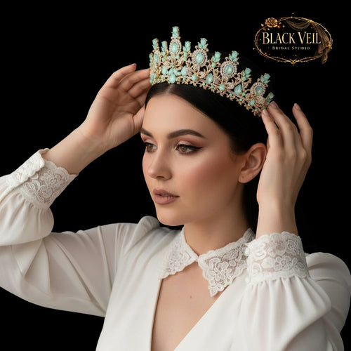 Luxury Baroque Water Drop Crystal Flower Tiara Headpiece