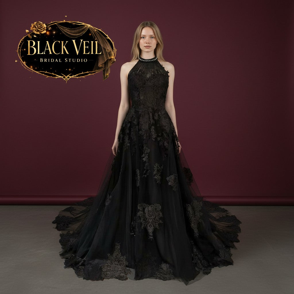 A line Black Wedding Dresses