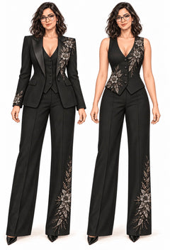 Custom Black Wedding Dress & 3 Piece Suit