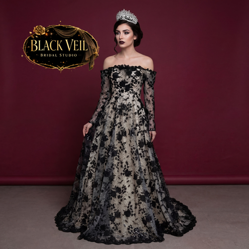Amaya Black Embellished Wedding Dress