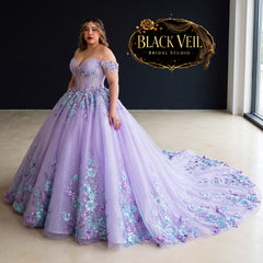 Anahita Purple Floral Wedding Dress