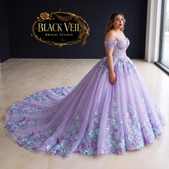 Anahita Purple Floral Wedding Dress