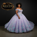 Anahita Purple Floral Wedding Dress