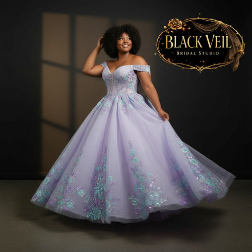Anahita Purple Floral Wedding Dress
