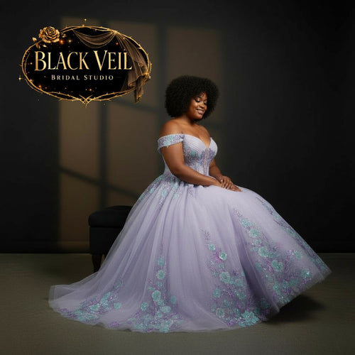 Anahita Purple Floral Wedding Dress