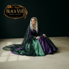 Artemisia Amethyst & Moss Wedding Dress With Vine Veil